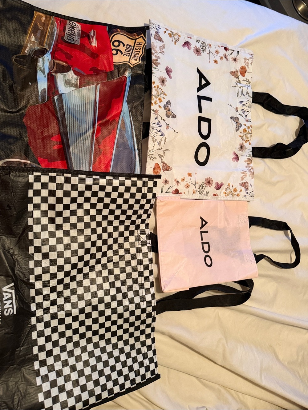 Aldo Floral White and Pink Reusable Tote Bags